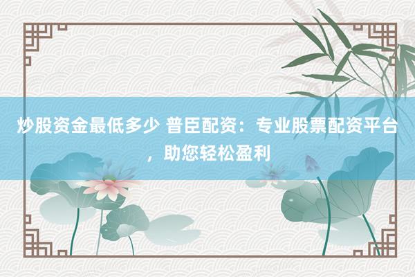 炒股资金最低多少 普臣配资：专业股票配资平台，助您轻松盈利