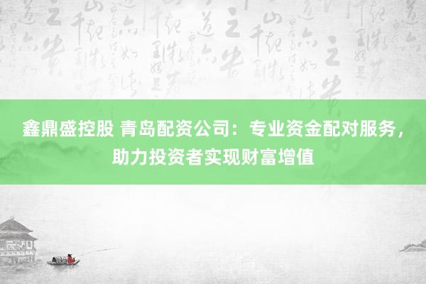 鑫鼎盛控股　 青岛配资公司：专业资金配对服务，助力投资者实现财富增值